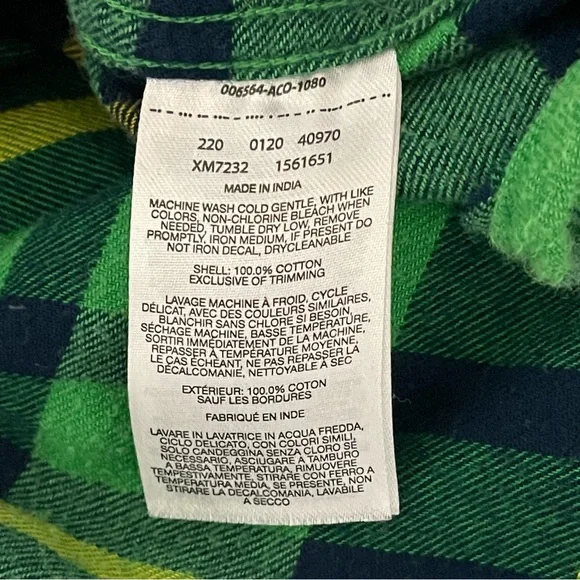 Columbia, University of Oregon Ducks plaid flannel shirt, black, green, yellow,M - Picture 8 of 8